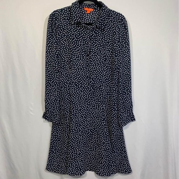 Joe Fresh Dresses & Skirts - Woman’s long sleeve navy & white knee length dress. Lightweight. Size 14. Collar